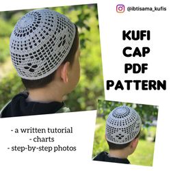 Mens crochet summer skullcap kufi PDF pattern