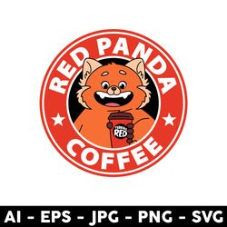 red panda coffee svg, turning red svg, panda coffee svg, starbucks svg - digital file