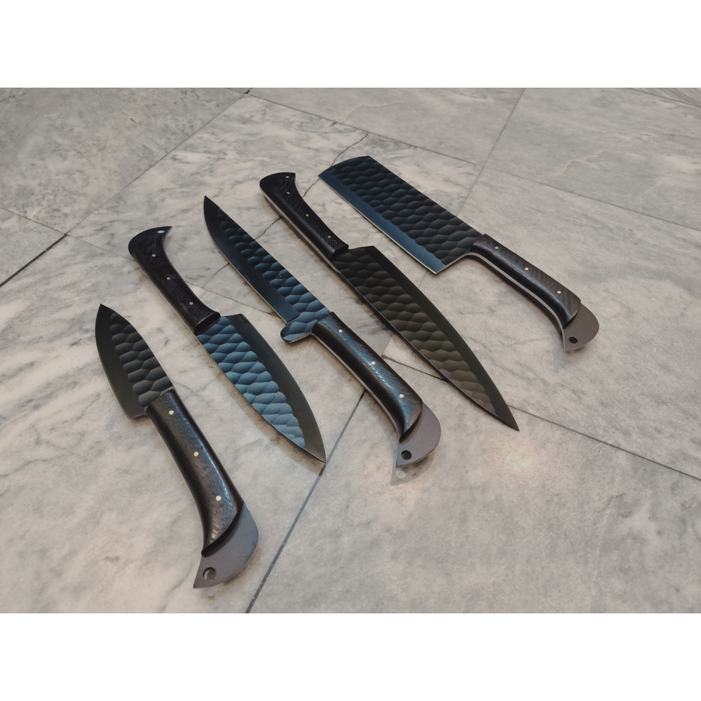 Hand Forged Chef knife set of 5 Pcs Handmade Kitchen Knives Gift for Him Her, Birthday and Anniversary gift