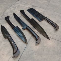 Hand Forged Chef knife set of 5 Pcs Handmade Kitchen Knives Gift for Him Her, Birthday and Anniversary gift