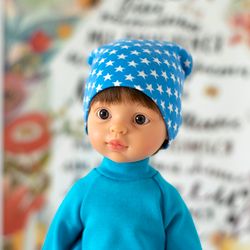Blue hat with white stars for 13 inch doll Paola Reina, Siblies Ruby Red, Little Darling for Independence day July 4th