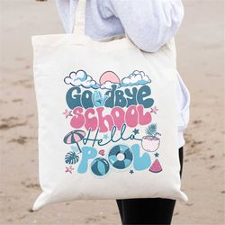 school tote bag, student bag, summer tote bag, beach bag, beach tote, summer vibes tote bag, goodbye school