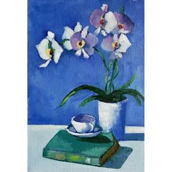Orchid Oil Painting Flower Still Life Painting Original 'S Day Birthday Gift Floral Wall Art