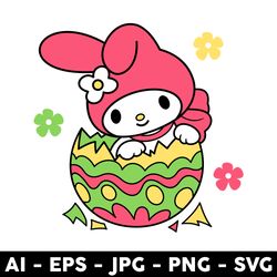 my melody easter svg, kawaii kitty easter svg, hello kitty my melody svg, hello kitty svg, cartoon svg - digital file