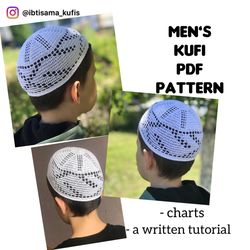 handcracfted crochet kufi hat  pdf pattern