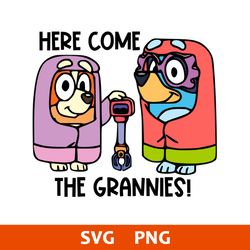 here come the grannies svg, bluey janet and rita svg, bluey svg, cartoon svg, png digital file