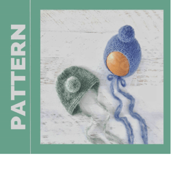 bonnet newborn knitting pattern. knitting tutorial baby hat with pom pom. knit pdf pattern newborn hat prop
