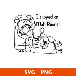 I Slipped on My Beans Outline Svg, Bluey Svg, Cartoon Svg, Png Digital File