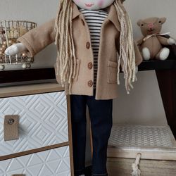 amelia peacoat, t-shirt, jeans and sneakers sewing pattern