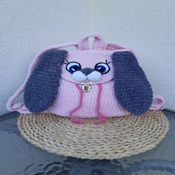 handmade kids backpack pdf, crochet pattern bunny backpack, cute small backpack, children's backpack, animal backpack