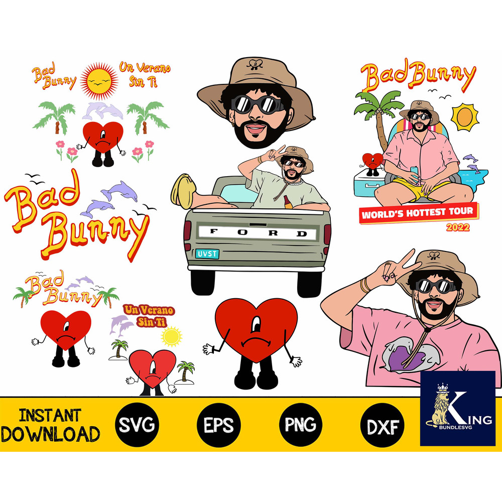 Bad Bunny SVG Mega Bundle  svg eps png, for Cricut, Silhouette, digital, file cut.jpg