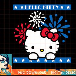hello kitty fireworks 4th of july red white blue americana t-shirt copy png