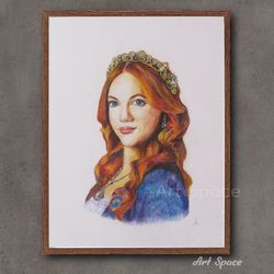 original painting "hurrem" portrait meryem uzerli red haired for office home decoration housewarming gift hallway decor