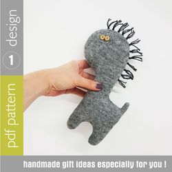 Horse sewing pattern PDF tutorial in English, stuffed animal template to sew, plush toy sewing diy