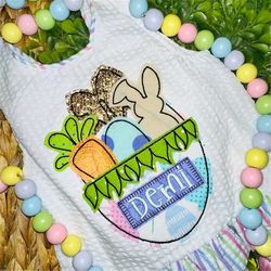 Easter Basket Girl Applique Design | Bean Stitch | 5 sizes | 4x4 | 5x7 | 6x10 | 8x8 | 8x12