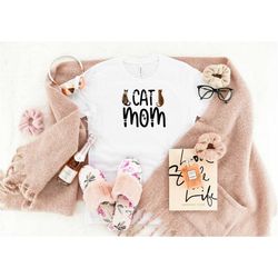 Cat Mom Shirt with Two Cats | Cat Mama | Siamese Cat Shirt | Bengal Cat Shirt | Cat Lover Gift | Cat Mom Paw Print Shirt