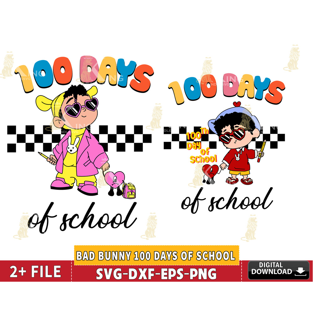 Bad Bunny 100 Days of School svg , Benito 100 Days Smart.jpg