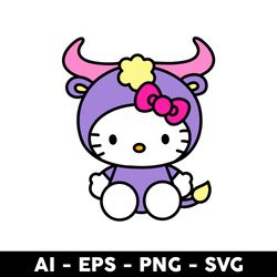 hello kitty taurus svg, taurus svg, hello kitty svg, hello kitty zodiac svg, zodiac svg - digital file