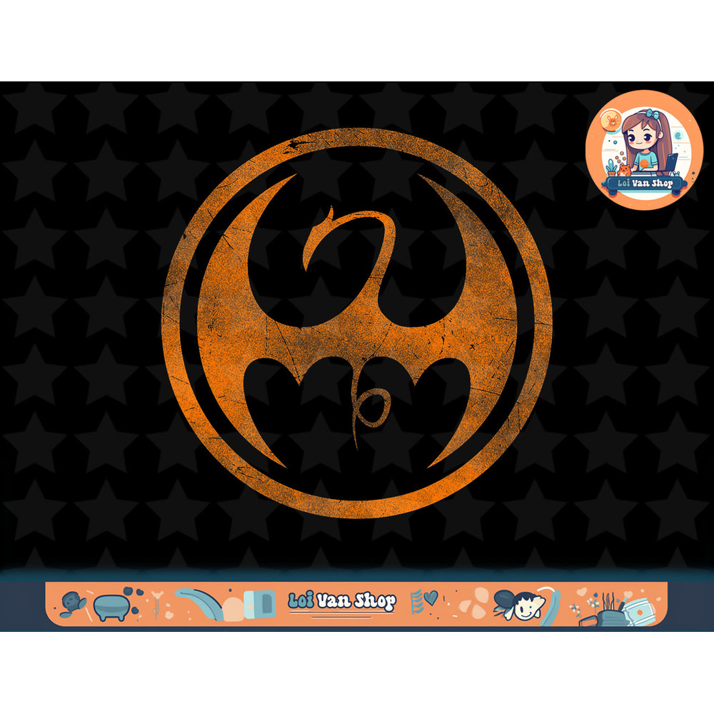 Marvel Iron Fist Dragon Logo Orange Tonal Cut-Out Halloween T-Shirt copy.jpg