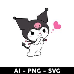 Kuromi Svg, Kuromi With Heart Svg, Hello Kitty Svg, Sanrio Characters Svg, Cartoon Svg - Digital File