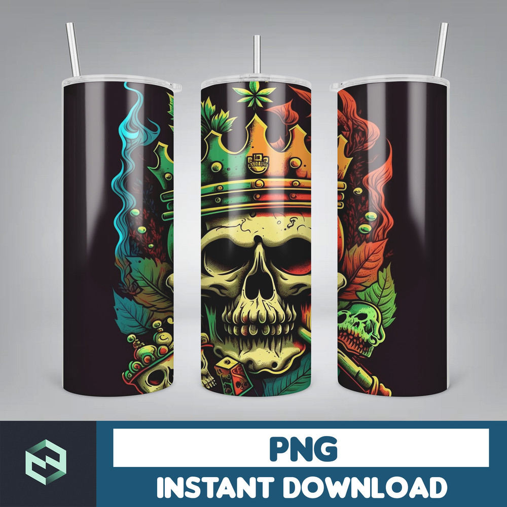 Skull 20 oz Skinny Tumbler Sublimation Design, Mystical Watercolor Skulls, Straight & Tapered Tumbler Wrap PNG, Digital Download (56).jpg