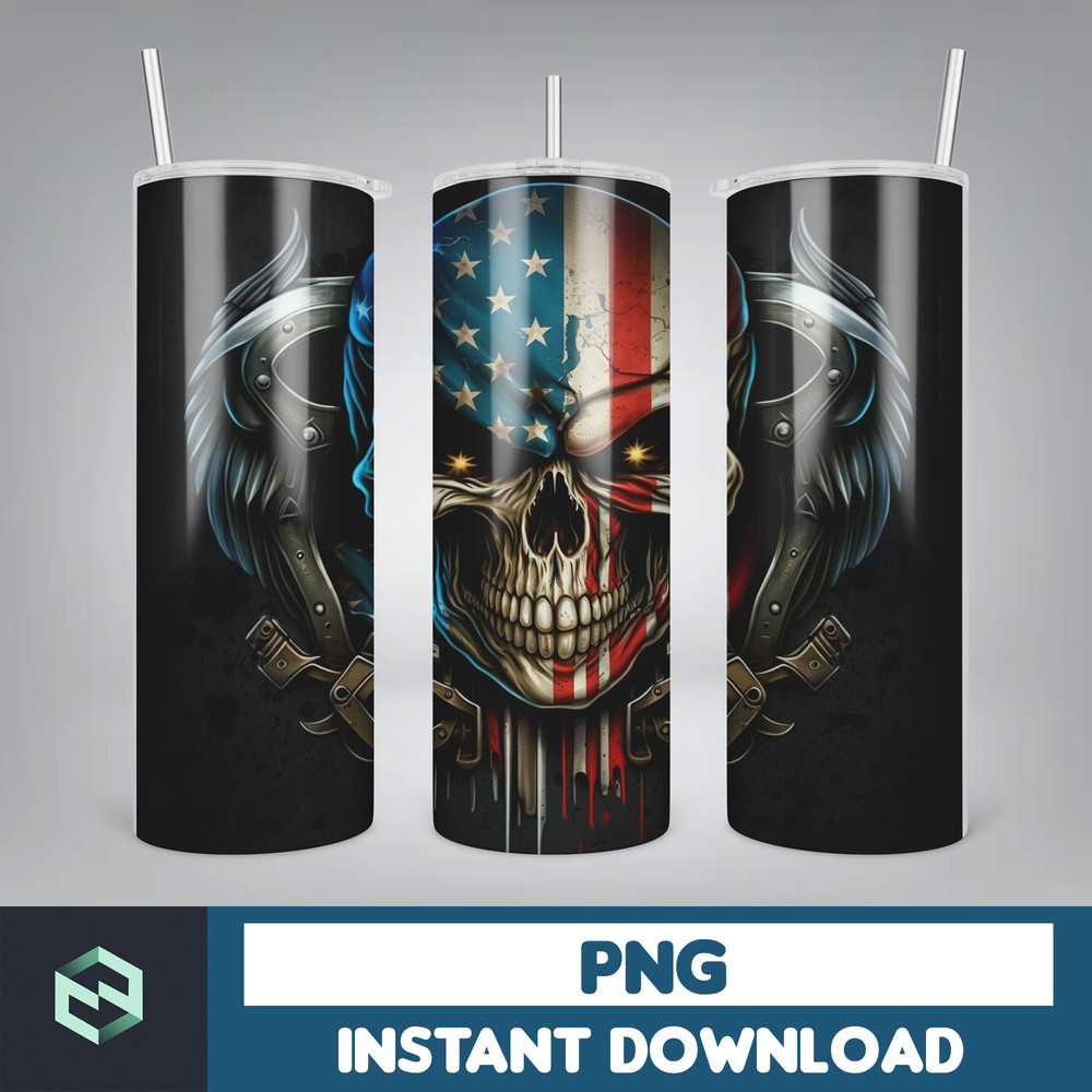 Skull 20 oz Skinny Tumbler Sublimation Design, Mystical Watercolor Skulls, Straight & Tapered Tumbler Wrap PNG, Digital Download (8).jpg