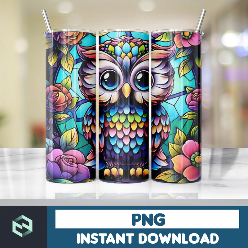 Owl Tumbler, 20 oz Skinny Tumbler Sublimation Design, Bright Neon, Digital Download, Straight & Tapered Instant Download (101).jpg