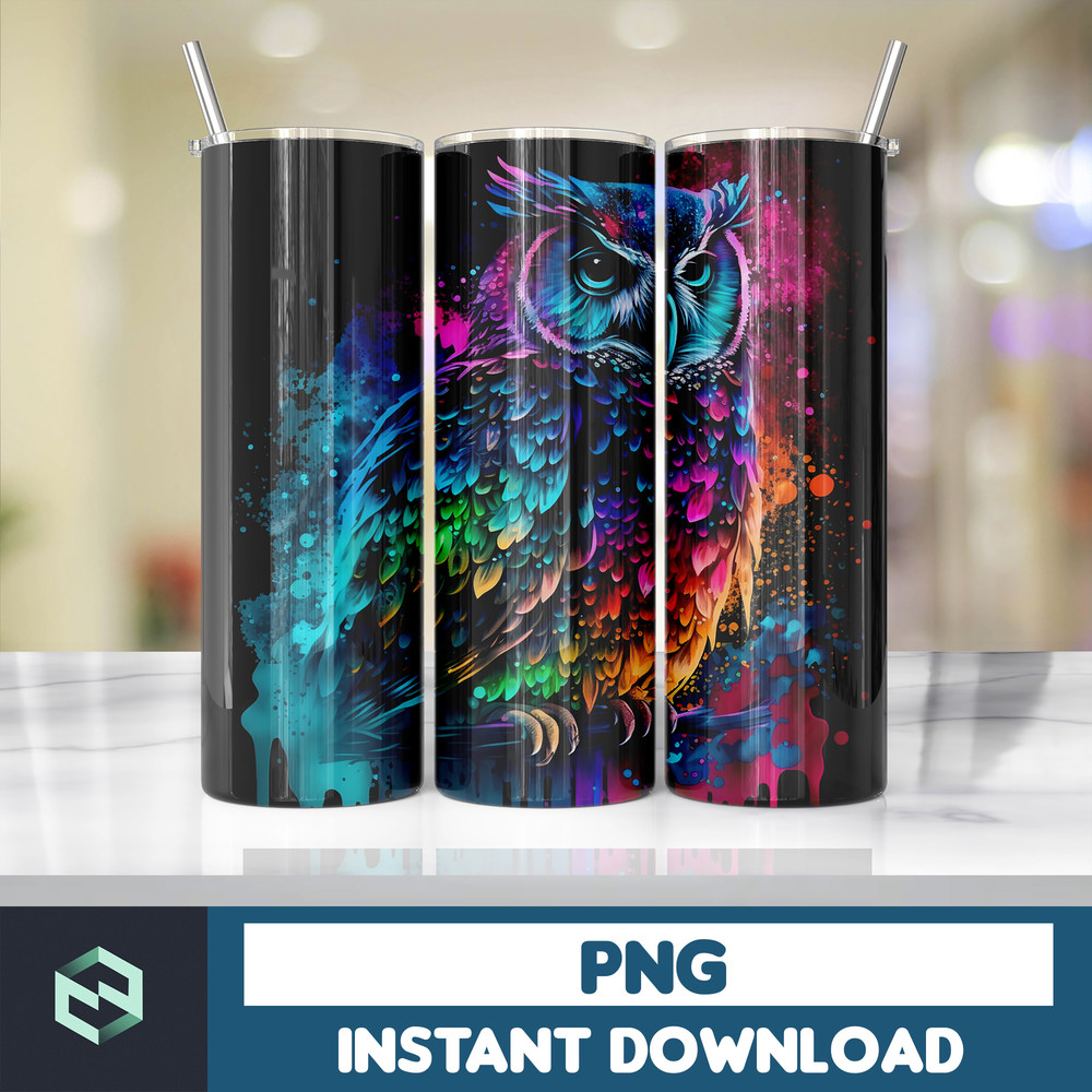 Owl Tumbler, 20 oz Skinny Tumbler Sublimation Design, Bright Neon, Digital Download, Straight & Tapered Instant Download (20).jpg