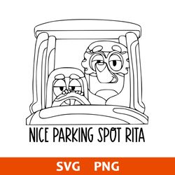Nice Parking Spot Rita Outline Svg, Bluey Svg, Cartoon Svg, Png Digital File
