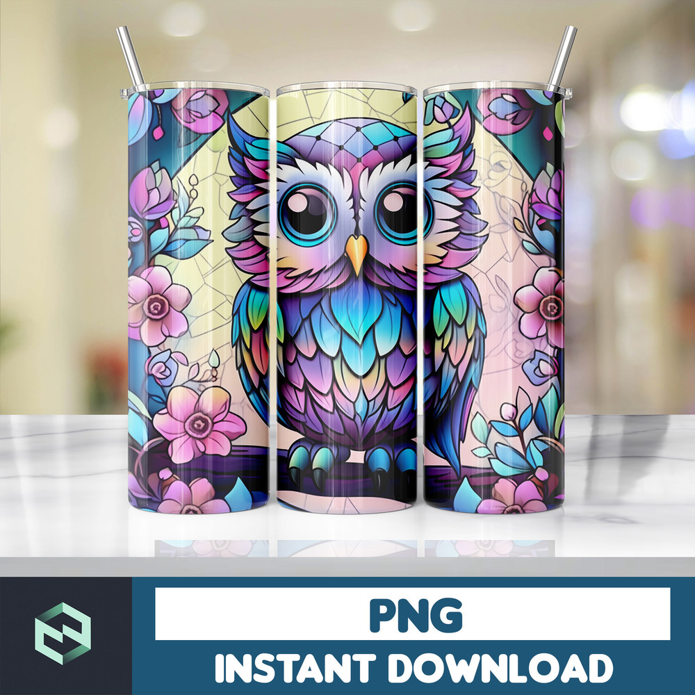 Owl Tumbler, 20 oz Skinny Tumbler Sublimation Design, Bright Neon, Digital Download, Straight & Tapered Instant Download (92).jpg