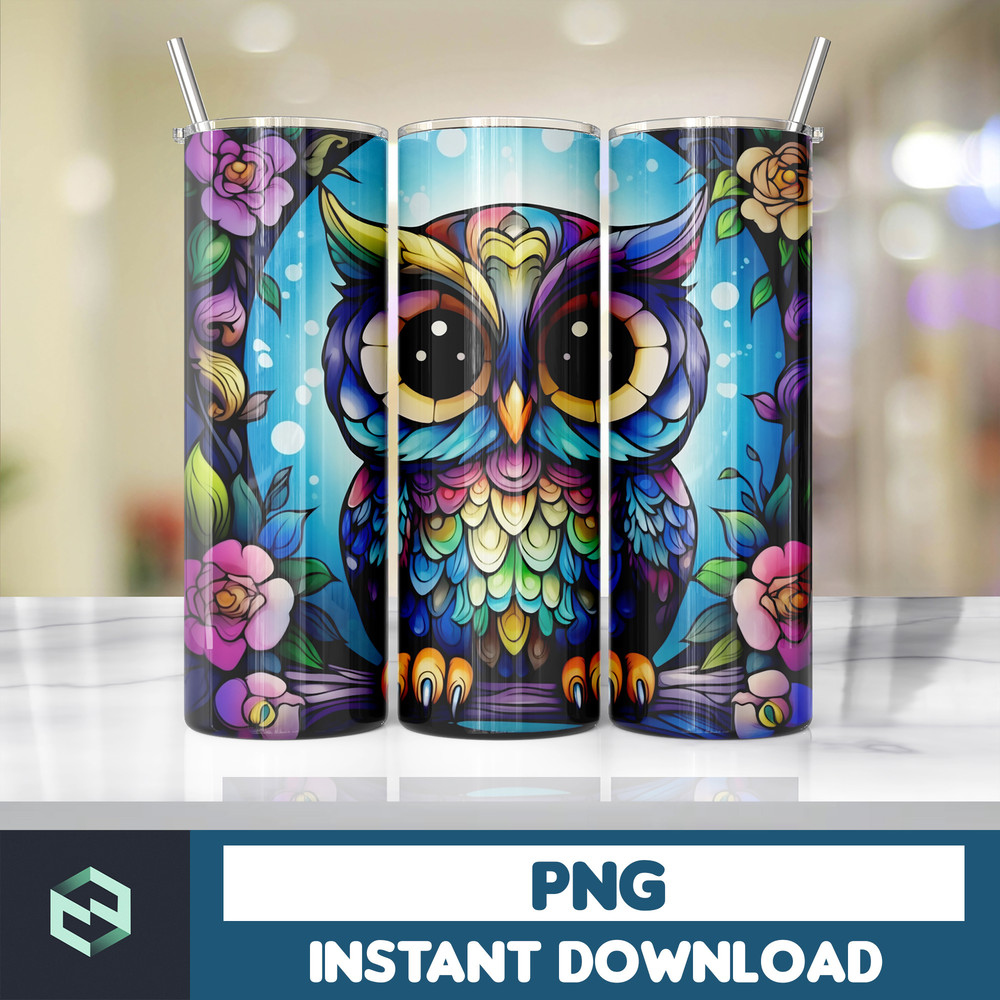 Owl Tumbler, 20 oz Skinny Tumbler Sublimation Design, Bright Neon, Digital Download, Straight & Tapered Instant Download (97).jpg
