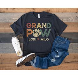 dog grandpa shirt with dog names, personalized gift for dog grandpa, custom grandpaw shirt with pet names, dog owner shi
