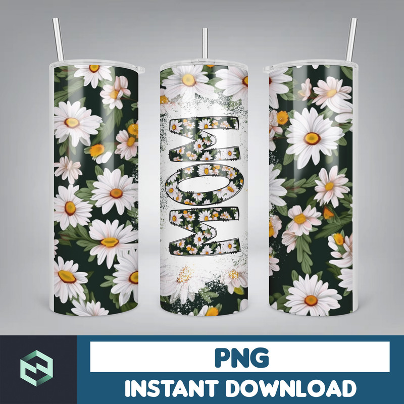 MOM Bleach Tumbler, 20 oz Skinny Tumbler Sublimation Design, Floral, Digital Download, Straight & Tapered Tumbler Wrap PNG (5).jpg