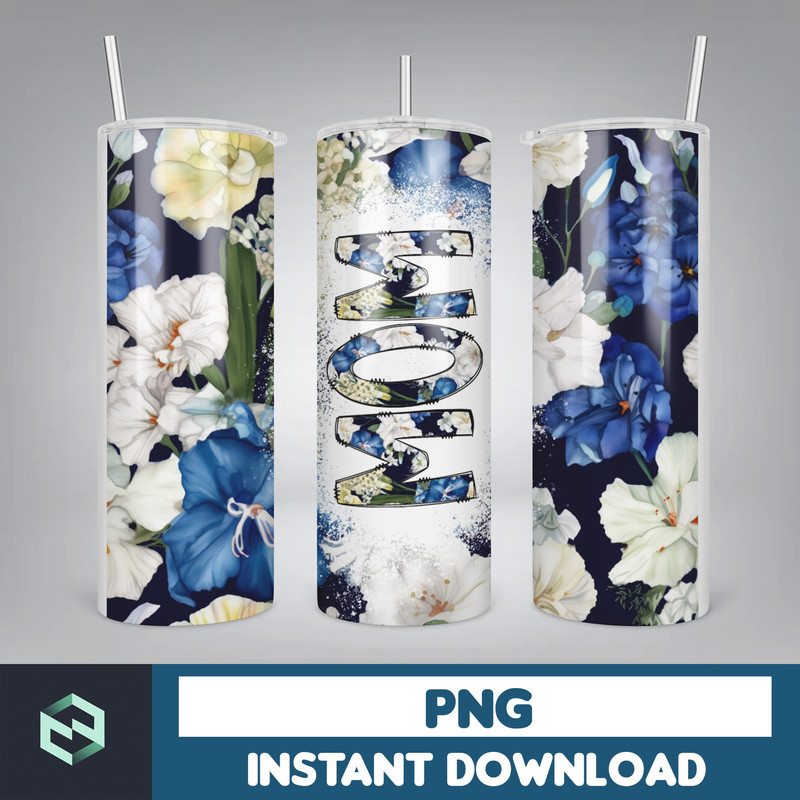MOM Bleach Tumbler, 20 oz Skinny Tumbler Sublimation Design, Floral, Digital Download, Straight & Tapered Tumbler Wrap PNG (9).jpg