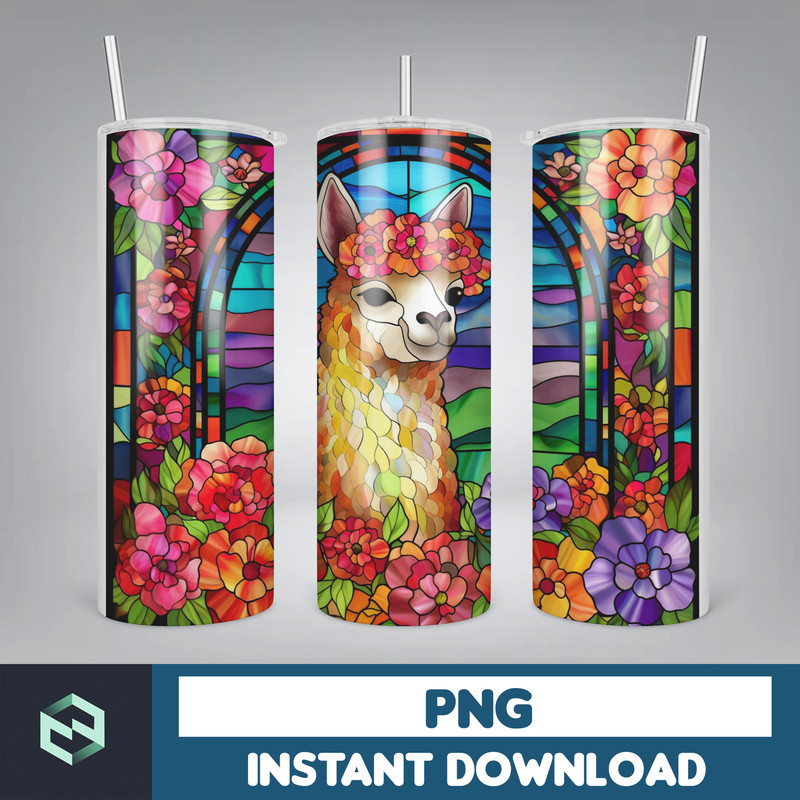 Stained Glass Tumbler Wrap PNG, Straight Tumbler, Design, 20oz Straight Tumbler, Sunflower Tumbler Wrap, Digital Download (1).jpg