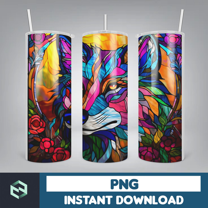 Stained Glass Tumbler Wrap PNG, Straight Tumbler, Design, 20oz Straight Tumbler, Sunflower Tumbler Wrap, Digital Download (100).jpg