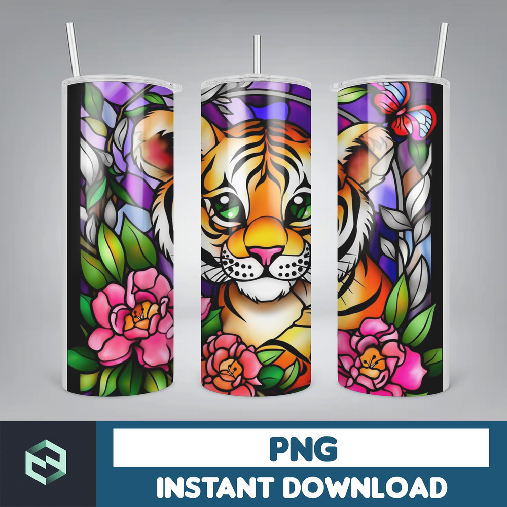 Stained Glass Tumbler Wrap PNG, Straight Tumbler, Design, 20oz Straight Tumbler, Sunflower Tumbler Wrap, Digital Download (105).jpg