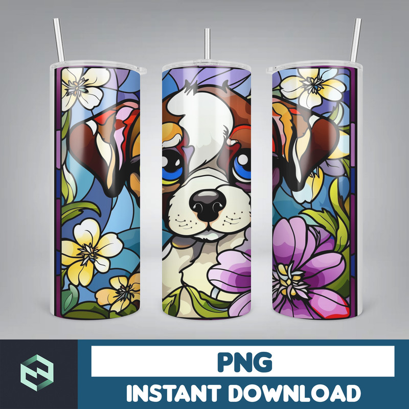 Stained Glass Tumbler Wrap PNG, Straight Tumbler, Design, 20oz Straight Tumbler, Sunflower Tumbler Wrap, Digital Download (109).jpg