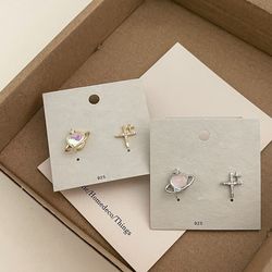 Moon Stone Love Cross Earrings Female Sweet Cool Ins Heart Stars Earrings Ear Jewelry Accessories