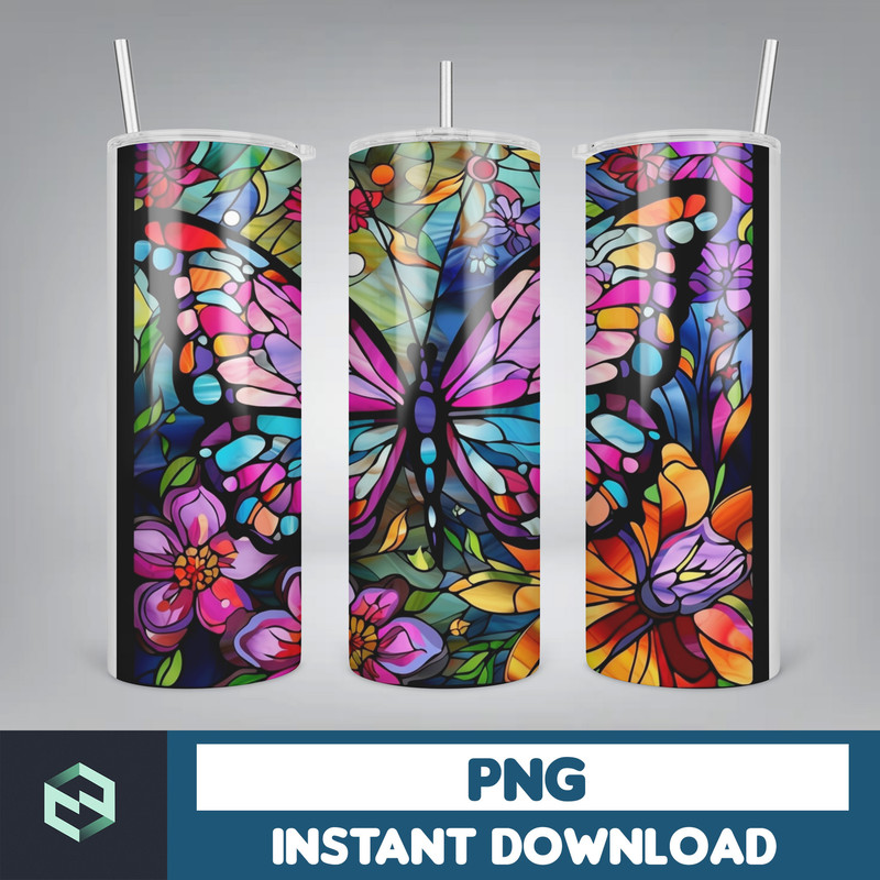 Stained Glass Tumbler Wrap PNG, Straight Tumbler, Design, 20oz Straight Tumbler, Sunflower Tumbler Wrap, Digital Download (25).jpg