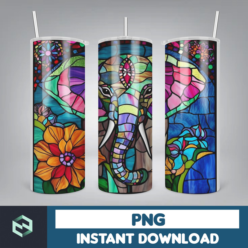 Stained Glass Tumbler Wrap PNG, Straight Tumbler, Design, 20oz Straight Tumbler, Sunflower Tumbler Wrap, Digital Download (38).jpg