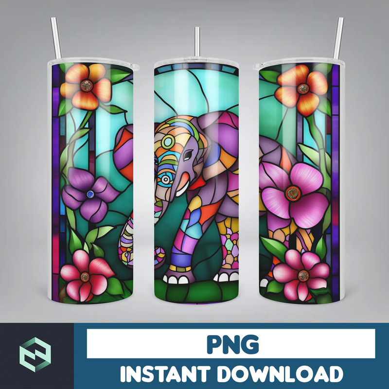 Stained Glass Tumbler Wrap PNG, Straight Tumbler, Design, 20oz Straight Tumbler, Sunflower Tumbler Wrap, Digital Download (39).jpg