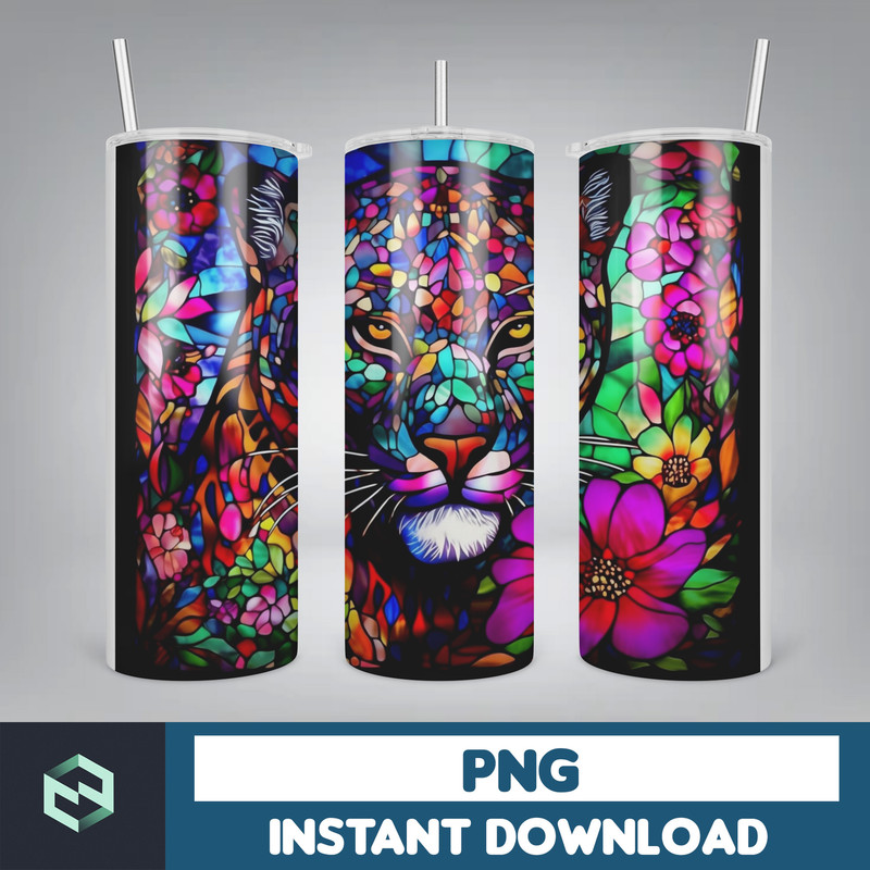 Stained Glass Tumbler Wrap PNG, Straight Tumbler, Design, 20oz Straight Tumbler, Sunflower Tumbler Wrap, Digital Download (58).jpg
