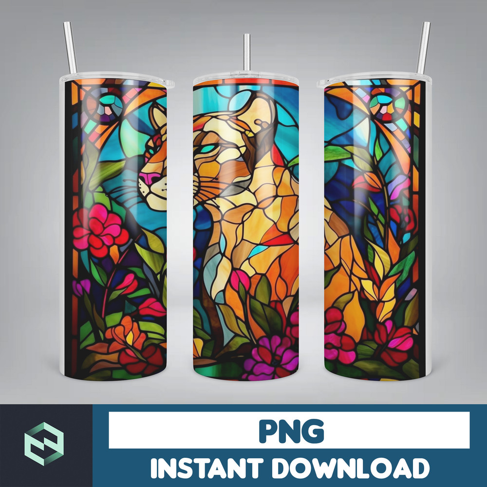Stained Glass Tumbler Wrap PNG, Straight Tumbler, Design, 20oz Straight Tumbler, Sunflower Tumbler Wrap, Digital Download (73).jpg