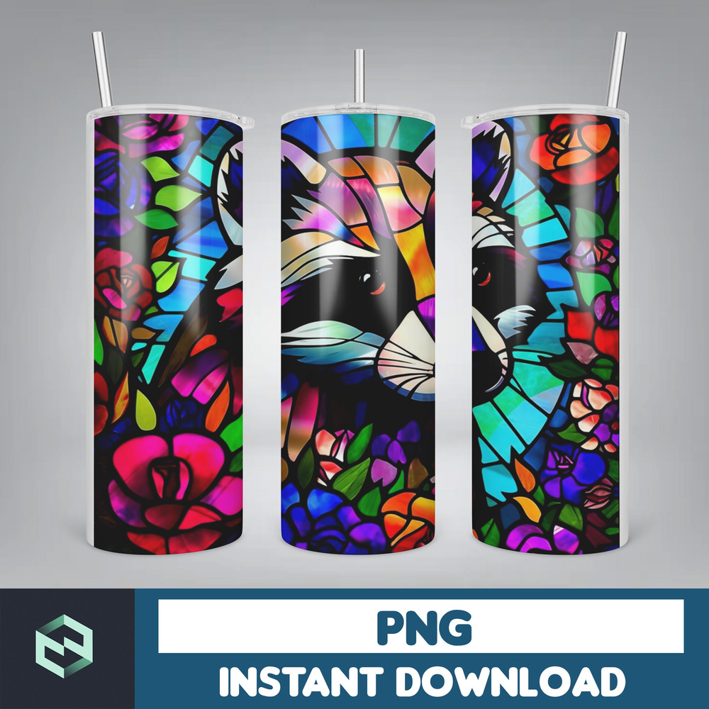Stained Glass Tumbler Wrap PNG, Straight Tumbler, Design, 20oz Straight Tumbler, Sunflower Tumbler Wrap, Digital Download (75).jpg