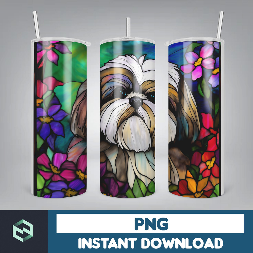 Stained Glass Tumbler Wrap PNG, Straight Tumbler, Design, 20oz Straight Tumbler, Sunflower Tumbler Wrap, Digital Download (83).jpg