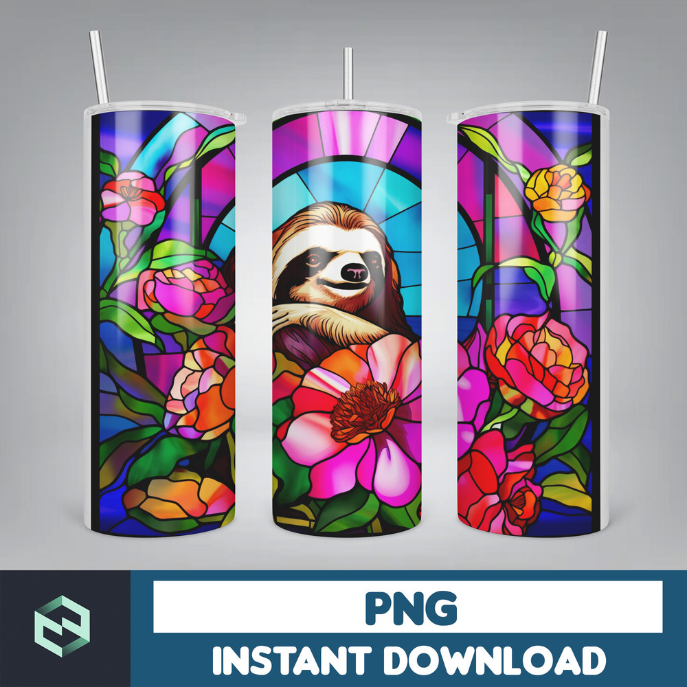 Stained Glass Tumbler Wrap PNG, Straight Tumbler, Design, 20oz Straight Tumbler, Sunflower Tumbler Wrap, Digital Download (86).jpg