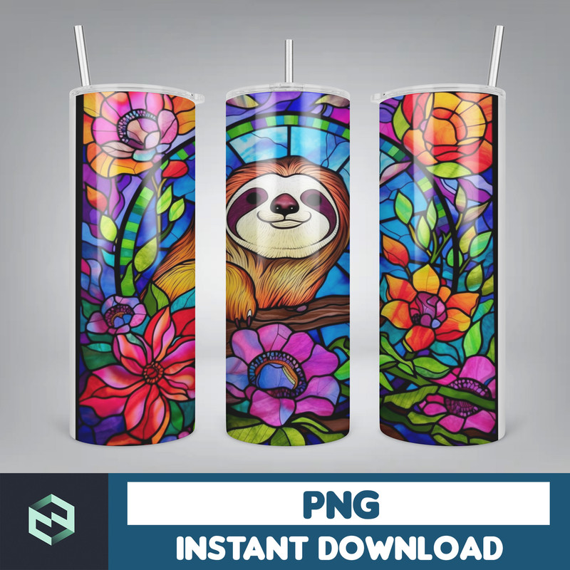 Stained Glass Tumbler Wrap PNG, Straight Tumbler, Design, 20oz Straight Tumbler, Sunflower Tumbler Wrap, Digital Download (89).jpg