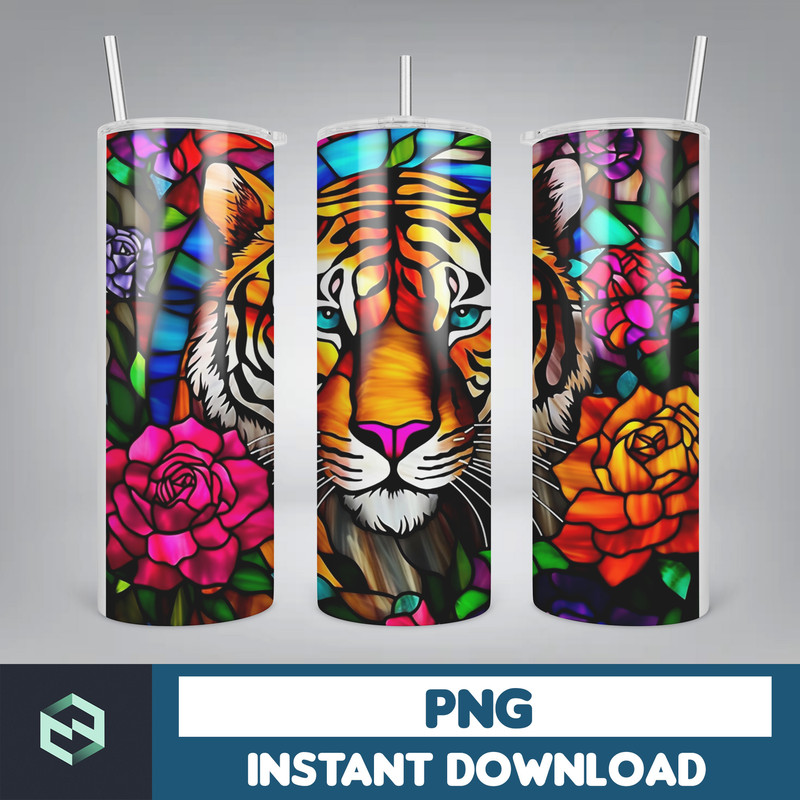 Stained Glass Tumbler Wrap PNG, Straight Tumbler, Design, 20oz Straight Tumbler, Sunflower Tumbler Wrap, Digital Download (92).jpg