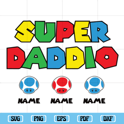 super daddio game svg, kids name dad svg, funny father's day daddio svg, super dad gamer svg